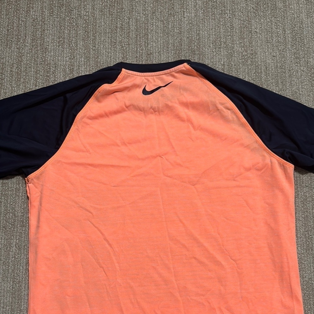 Nike Swim Dri-FIT Hydroguard Short Sleeve Shirt Orange/Navy Men's Size S UPF 40+ - Picture 12 of 12